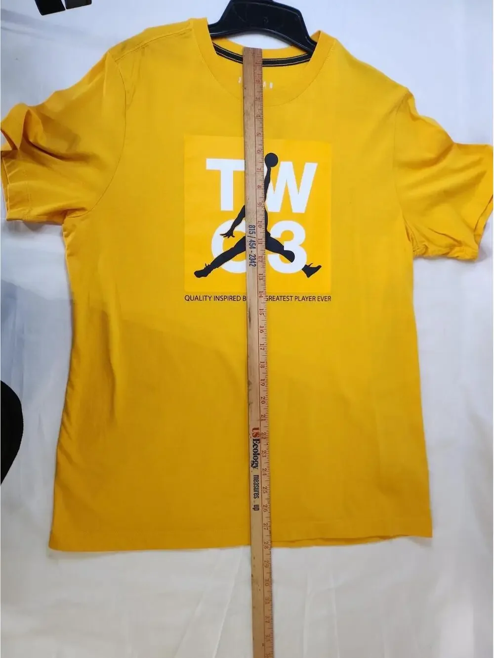 Jordan Jumpman TW 93 Graphic Men's Yellow Crew Neck Short Sleeve T-Shirt Size L - Picture 3 of 10